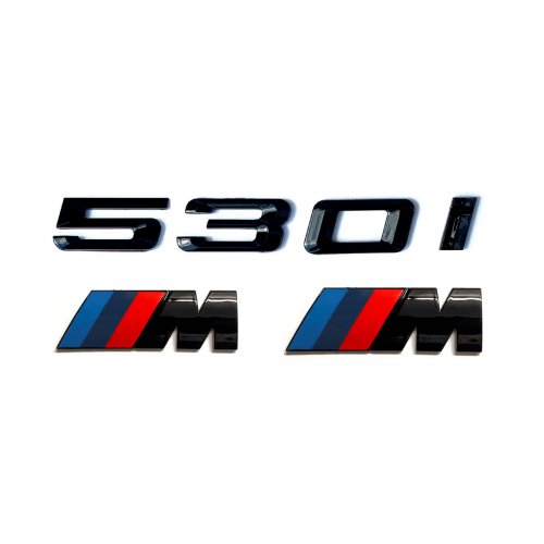 Комплект шильдиков BMW 530 i и 2 эмблемы на крыло - фото