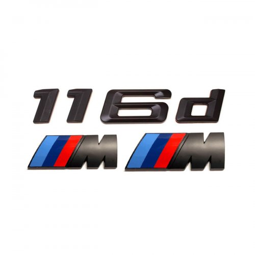 Комплект шильдиков BMW 116 d и 2 эмблемы на крыло - фото