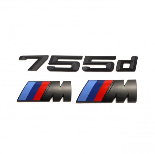 Комплект шильдиков BMW 755 d и 2 эмблемы на крыло - фото