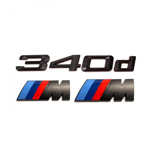 Комплект шильдиков BMW 340 d и 2 эмблемы на крыло - фото