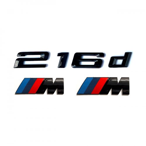 Комплект: шильдик на багажник BMW 216 d + 2 эмблемы на крыло - фото