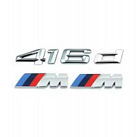 Комплект шильдиков BMW 416d и 2 эмблемы на крыло - фото