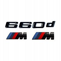 Комплект шильдиков BMW 660 d и 2 эмблемы на крыло - фото
