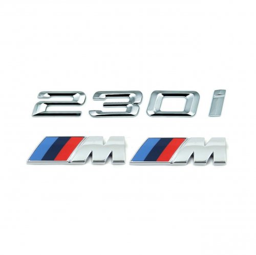 Комплект: шильдик на багажник BMW 230i + 2 эмблемы на крыло - фото