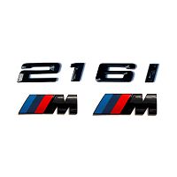 Комплект: шильдик на багажник BMW 216 i + 2 эмблемы на крыло - фото