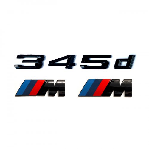 Комплект шильдиков BMW 345 d и 2 эмблемы на крыло - фото