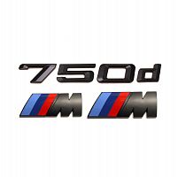 Комплект шильдиков BMW 750 d и 2 эмблемы на крыло - фото
