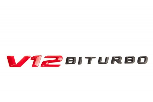 Комплект: шильдик на крыло V12 Biturbo красно-черный 2 шт. - фото фото 3