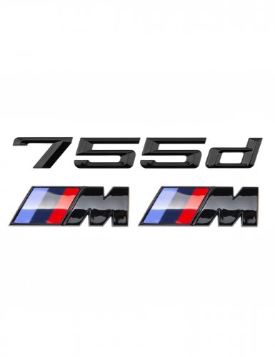 Эмблема на багажник для BMW 755 d и M на крыло черный глянец - фото фото 6