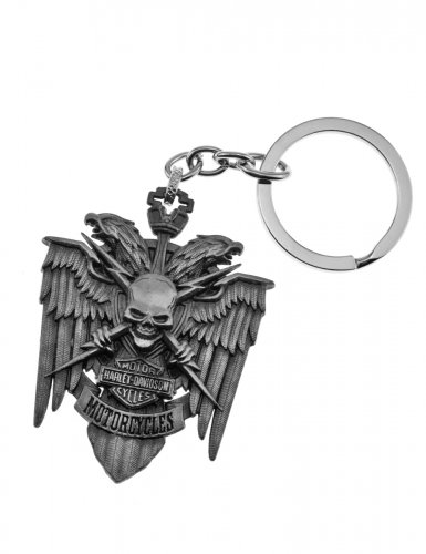 Брелок для ключей Harley-Davidson череп металлический серый - фото фото 3