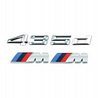 Комплект: шильдик на багажник BMW 435d + 2 эмблемы на крыло - фото