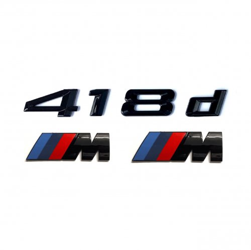 Комплект шильдиков BMW 418d и 2 эмблемы на крыло - фото