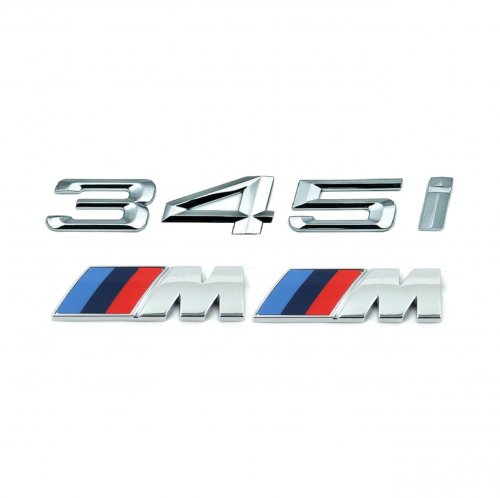 Комплект: шильдик на багажник BMW 345i + 2 эмблемы на крыло - фото