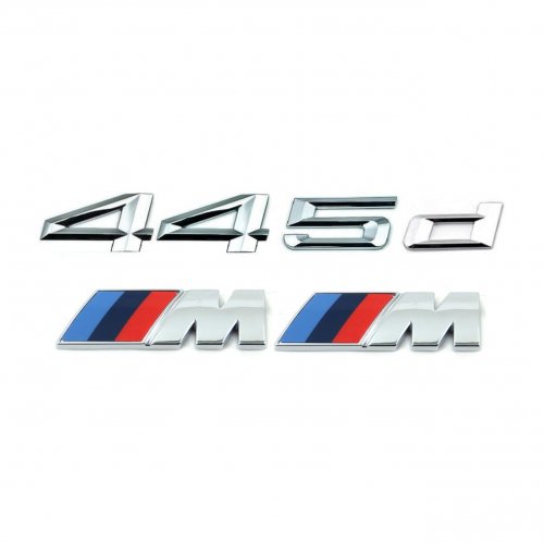 Комплект: шильдик на багажник BMW 445d + 2 эмблемы на крыло - фото