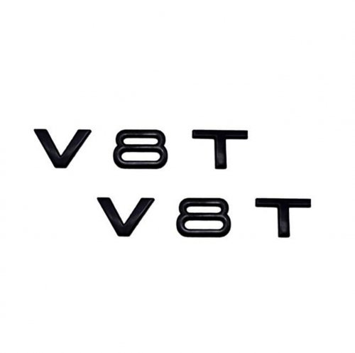 Комплект: эмблема на крыло Audi V8T черный глянец 2 шт. - фото