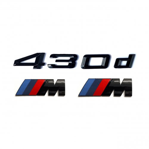 Комплект шильдиков BMW 430d и 2 эмблемы на крыло - фото