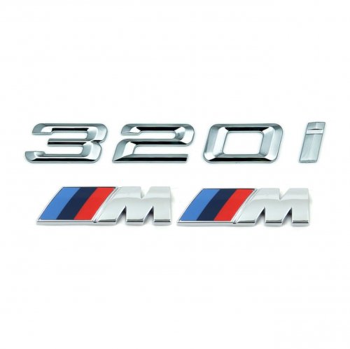 Комплект: шильдик на багажник BMW 320i + 2 эмблемы на крыло - фото