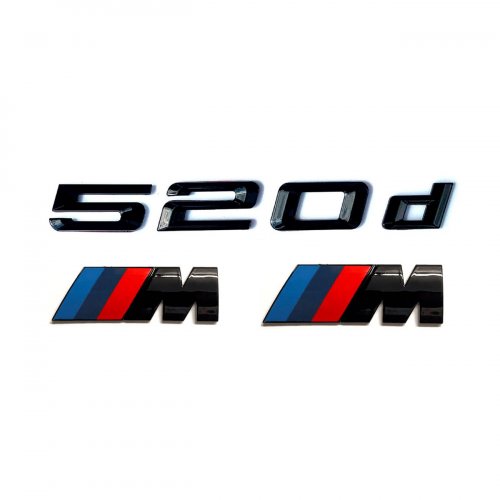 Комплект шильдиков BMW 520 d и 2 эмблемы на крыло - фото