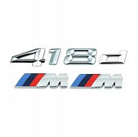 Комплект: шильдик на багажник BMW 418d + 2 эмблемы на крыло - фото