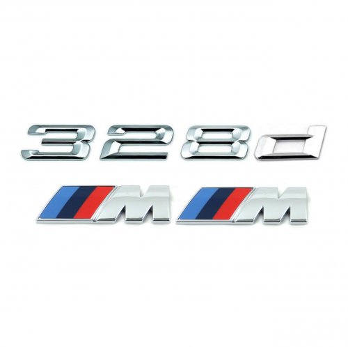 Комплект: шильдик на багажник BMW 328d + 2 эмблемы на крыло - фото