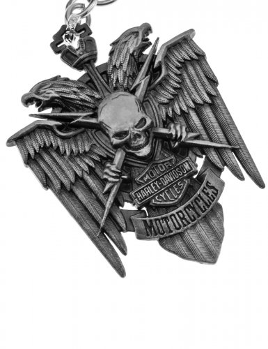 Брелок для ключей Harley-Davidson череп металлический серый - фото фото 4