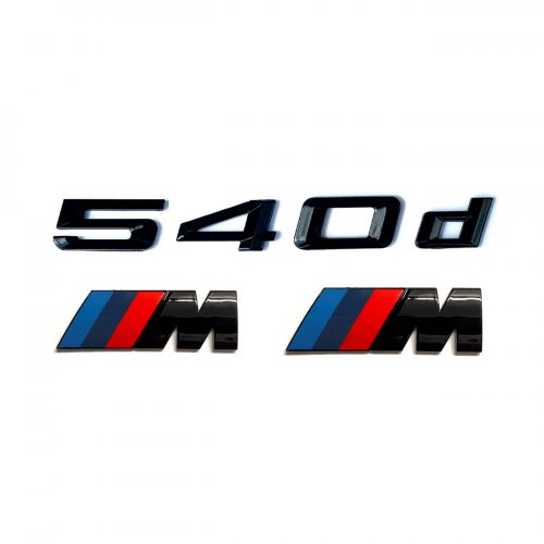 Комплект шильдиков BMW 540 d и 2 эмблемы на крыло - фото