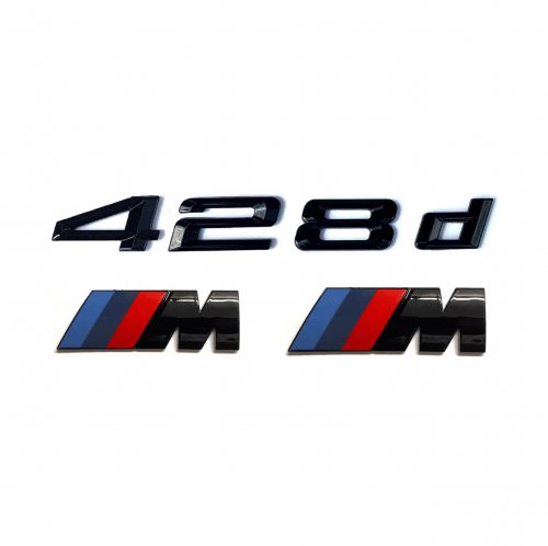 Комплект шильдиков BMW 428d и 2 эмблемы на крыло - фото
