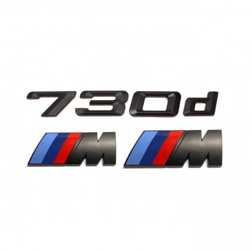 Комплект шильдиков BMW 730 d и 2 эмблемы на крыло - фото