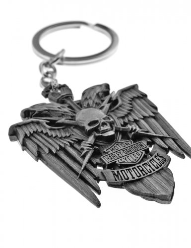 Брелок для ключей Harley-Davidson череп металлический серый - фото фото 5