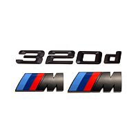 Комплект шильдиков BMW 320 d и 2 эмблемы на крыло - фото