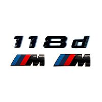 Комплект шильдиков BMW 118 d и 2 эмблемы на крыло - фото