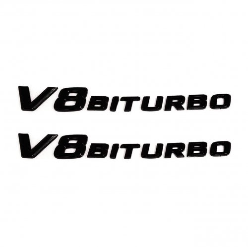Комплект: шильдик на крыло V8 Biturbo черный 2 шт. - фото
