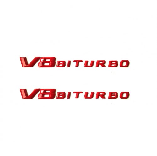 Комплект: эмблема на крыло для Mercedes V8 biturbo красная - фото