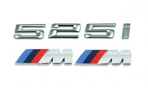 Комплект шильдиков BMW 525i и 2 эмблемы на крыло - фото