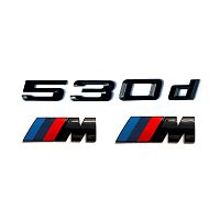 Комплект шильдиков BMW 530 d и 2 эмблемы на крыло - фото