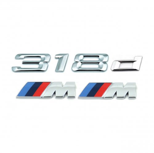 Комплект: шильдик на багажник BMW 318d + 2 эмблемы на крыло - фото
