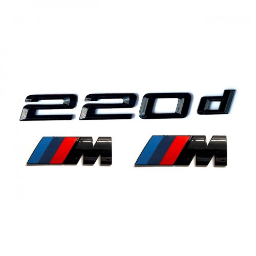 Комплект: шильдик на багажник BMW 220 d + 2 эмблемы на крыло - фото