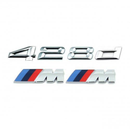 Комплект: шильдик на багажник BMW 428d + 2 эмблемы на крыло - фото