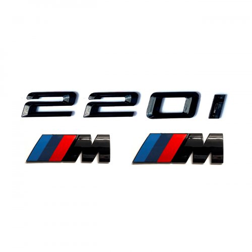 Комплект: шильдик на багажник BMW 220 i + 2 эмблемы на крыло - фото