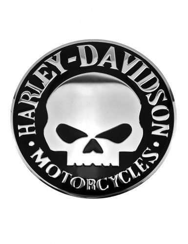 Эмблема Harley-Davidson череп черная алюминиевая - фото