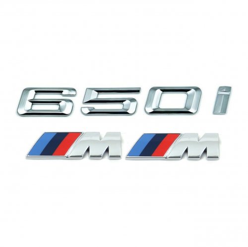 Комплект: шильдик на багажник BMW 650i + 2 эмблемы на крыло - фото
