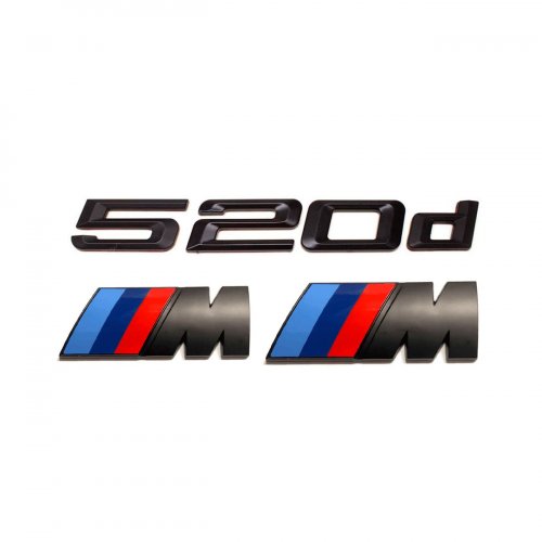 Комплект шильдиков BMW 520 d и 2 эмблемы на крыло - фото