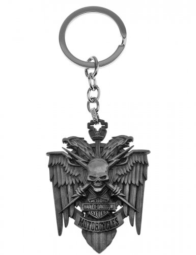 Брелок для ключей Harley-Davidson череп металлический серый - фото фото 6