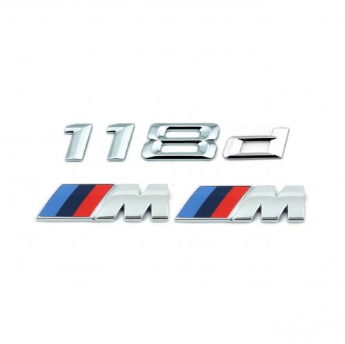 Комплект: шильдик на багажник BMW 118d + 2 эмблемы на крыло - фото